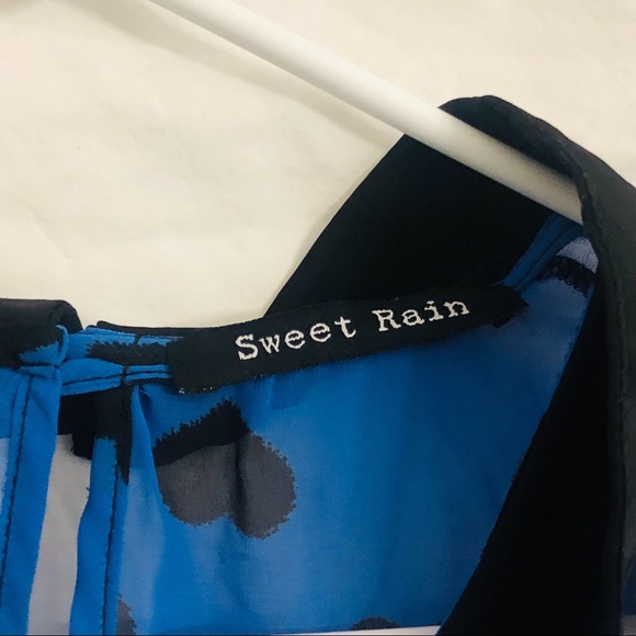 Sweet Rain Blue & Black Heart Sheer Blouse Large - Picture 4 of 7